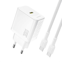 Dudao A27PCEU PD 30W GaN USB-C Wall Charger with USB-C Cable - White