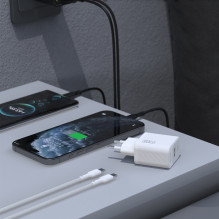 Dudao A27TCEU PD 30W GaN USB-A USB-C Wall Charger with USB-C Cable - White