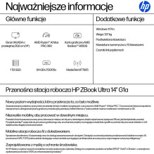 HP ZBook Ultra 14 G1a Ryzen AI Max PRO 390 14.0"WUXGA IPS 400nits AG 64GB LPDDR5x-8533 SSD1TB Radeon 8050S Cam IR 5