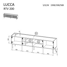 Cama LUCCA 4D TV spintelė 200x40x59 kašmyro spalvos