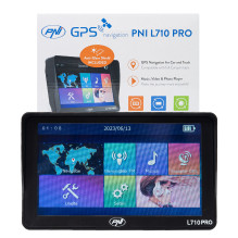 PNI L710 PRO GPS navigation system with sun visor, 7 inch, 800 MHz, 256MB DDR, 16GB internal memory, FM transmitter, wit