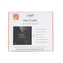 Smart thermostat PNI CT26B WiFi electric underfloor heating or pump group, recessed mounting, floor sensor included, 10A Smart thermostat PNI CT26B WiFi electric underfloor heating or pump group, recessed mounting, floor sensor included, 10A