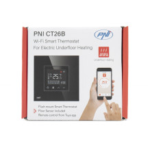 Smart thermostat PNI CT26B WiFi electric underfloor heating or pump group, recessed mounting, floor sensor included, 10A Smart thermostat PNI CT26B WiFi electric underfloor heating or pump group, recessed mounting, floor sensor included, 10A