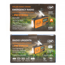 Nešiojamasis radijas PNI DYN300, su dinamo, saulės įkrovimu, žibintuvėliu, 4000 mAh išorine baterija, SOS, oranžinis Nešiojamasis radijas PNI DYN300, su dinamo, saulės įkrovimu, žibintuvėliu, 4000 mAh išorine baterija, SOS, oranžinis