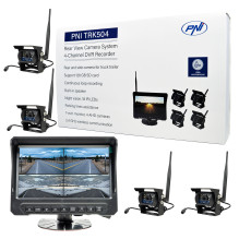 PNI TRK504 belaidis vaizdo stebėjimo rinkinys sunkvežimio DVR su LCD monitoriumi ir 4 kameromis PNI TRK504 belaidis vaizdo stebėjimo rinkinys sunkvežimio DVR su LCD monitoriumi ir 4 kameromis