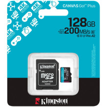 KINGSTON 128GB microSDXC Canvas Go Plus Gen4 200MB / s A2 U3 V30 Card + Adapter