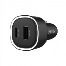 CANYON automobilinis įkroviklis OnDrive 85 PD 85W USB-A+USB-C, juodas