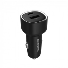CANYON automobilinis įkroviklis OnDrive 85 PD 85W USB-A+USB-C, juodas