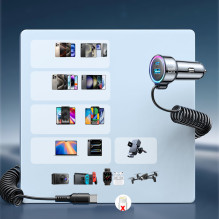 Joyroom JR-CL07 72W 3-in-1 Car Charger with 1.6m USB-C Cable - Black