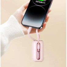 External battery Joyroom 'JR-L012' pink 10000mAh (PD 22.5W) + integrated Type-C / Lightning cables