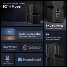 TP-LINK BE9300 trijų dažnių „Wi-Fi“ 7 maršrutizatorius „Archer BE550“