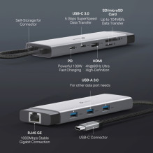 TP-LINK USB C tipo 9 viename šakotuvas TP-LINK USB C tipo 9 viename šakotuvas