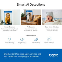 TP-LINK Pan / Tilt AI namų apsaugos Wi-Fi kamera, Tapo C220
