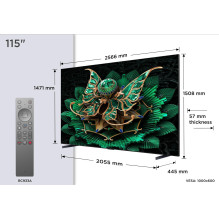 TV Set, TCL, 115 ", 4K Ultra HD, 3840 x 2160 pixels, Flat, 16:9, QD-Mini LED, 115C7K