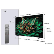 TV Set, TCL, 115 ", 4K Ultra HD, 3840 x 2160 pixels, Flat, 16:9, QD-Mini LED, 115C7K