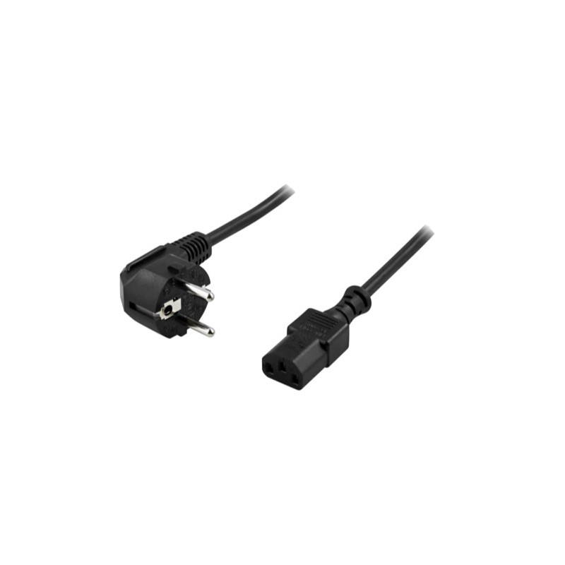 Deltaco Power cable angled CEE 7 / 7 IEC C13 2m Black