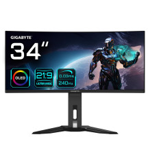 GIGABYTE MO34WQC2 34" OLED WQHD Curved Gaming Monitor - 3440 x 1440, 240Hz, 0.03ms, KVM, 250 cd / m², FreeSync Prem