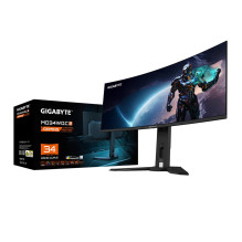 „GIGABYTE MO34WQC2“ 34 colių įstrižainės OLED WQHD lenktas žaidimų monitorius – 3440 x 1440, 240 Hz, 0,03 ms, KVM, 250 c