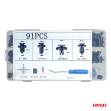 Small set of car clips and pins with tools 83+18 pcs.AMIO-04740