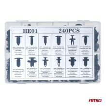 Set of medium car clips and pins 240 pcs AMIO-04737