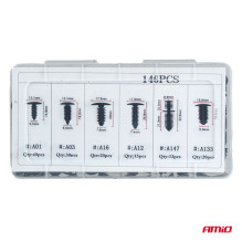 Mažų automobilių spaustukų ir kaiščių rinkinys, 146 vnt. AMIO-04735