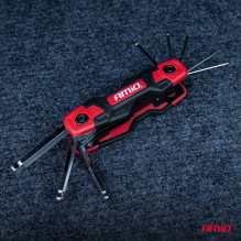 HEX Allen keys with ball, foldable, IMBUS, 8 pcs. CRV AMIO-04788