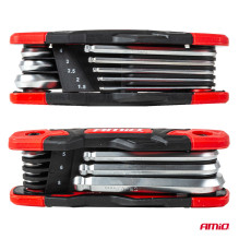 HEX Allen keys with ball, foldable, IMBUS, 8 pcs. CRV AMIO-04788