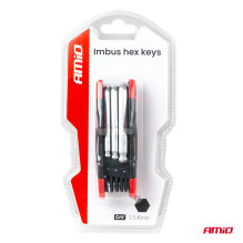 HEX Allen keys with ball, foldable, IMBUS, 8 pcs. CRV AMIO-04788