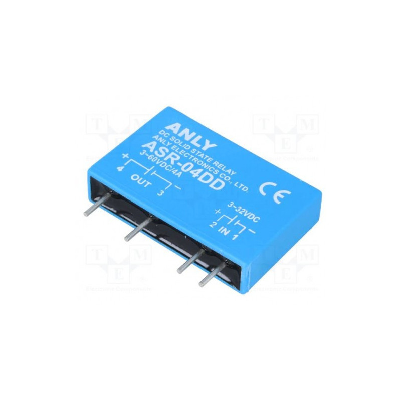 Relė: kietojo kūno, valdymas: 3÷32VDC, 4A, 3÷60VDC, THT, SIP