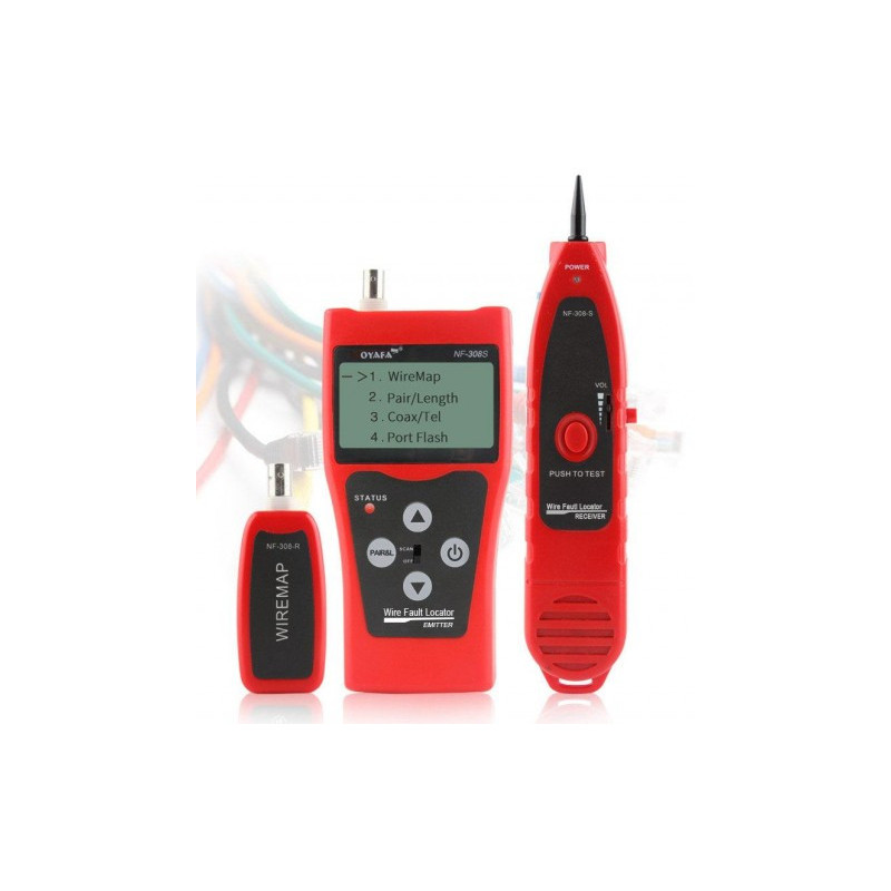 Network, telephone and coaxial cable multitester, cable fault locator