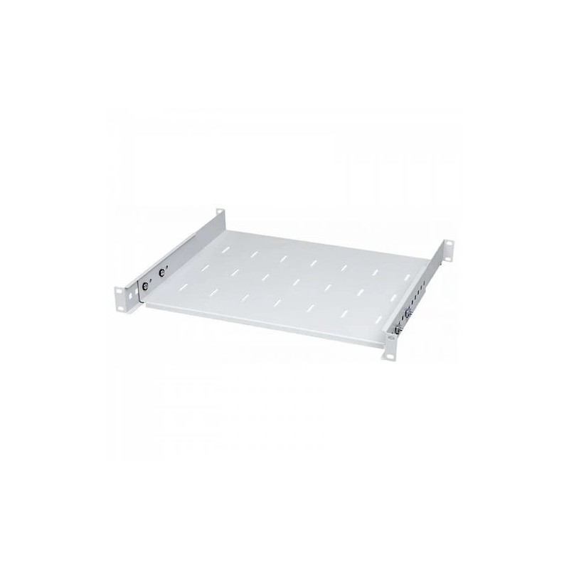 1U Adjustable pull-out shelf, 4 front + 4 rear brackets, 450mm, grey