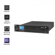 „Qoltec 53947“ internetinis nepertraukiamo maitinimo šaltinis (UPS), skirtas RACK sistemoms, 3 kVA, 2400 W, LCD, 6 x 12 