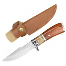 Real hunting knife 215 mm, 130 g with steel blade and durable sheath for outdoor work, Hunting H100