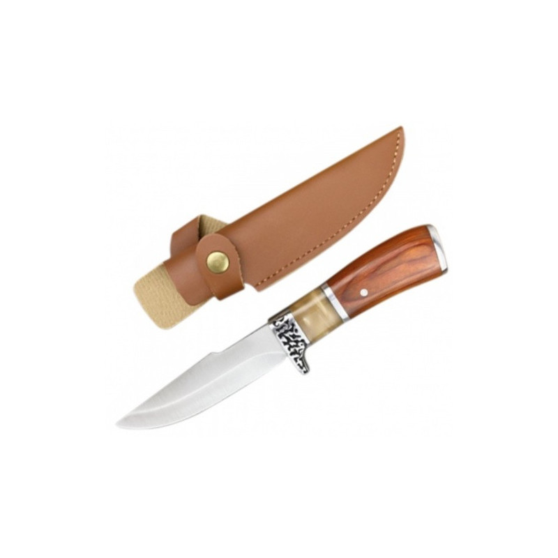 Real hunting knife 215 mm, 130 g with steel blade and durable sheath for outdoor work, Hunting H100