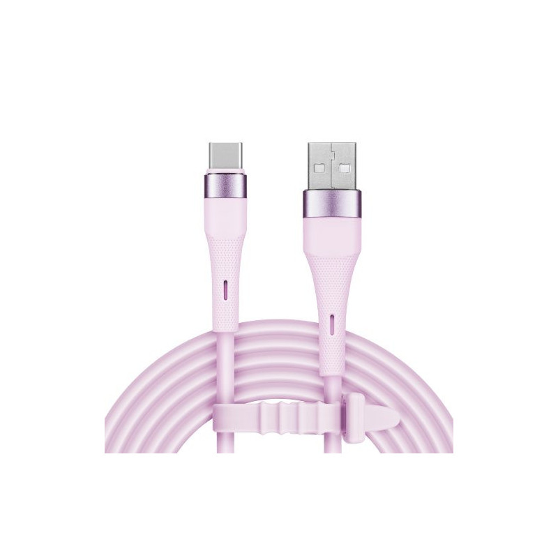 USB - USB Type-C connection cable (1 m), silicone, pink - Kruger Matz Basic series