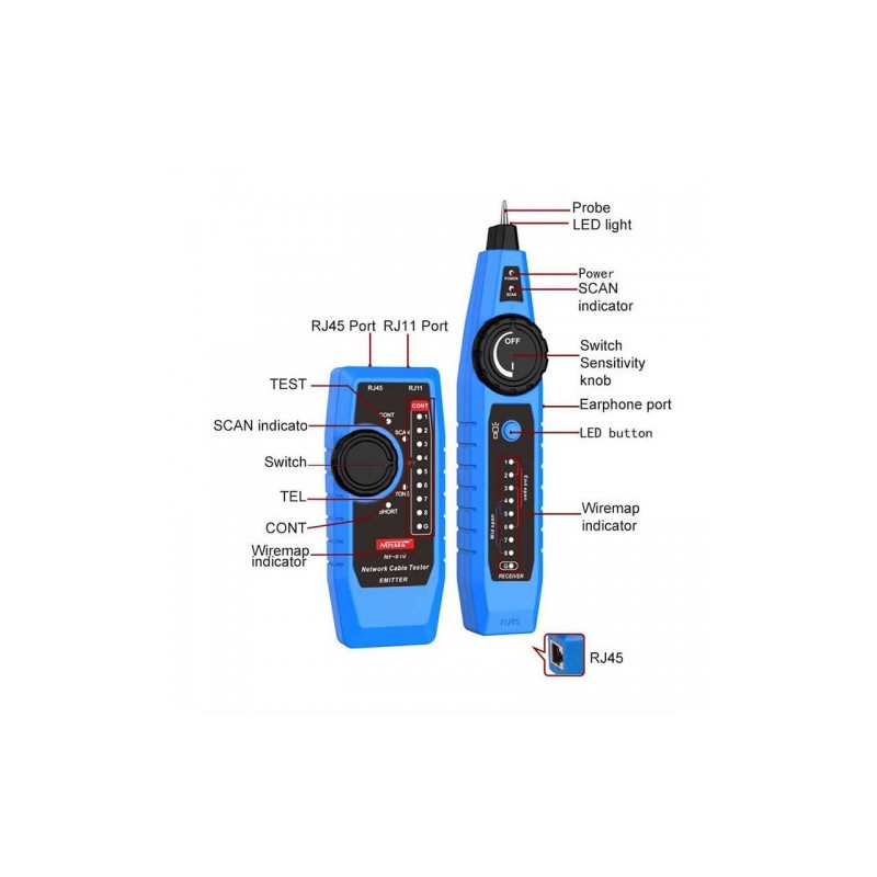 Multifunctional network cable scanner and tester, PoE tester