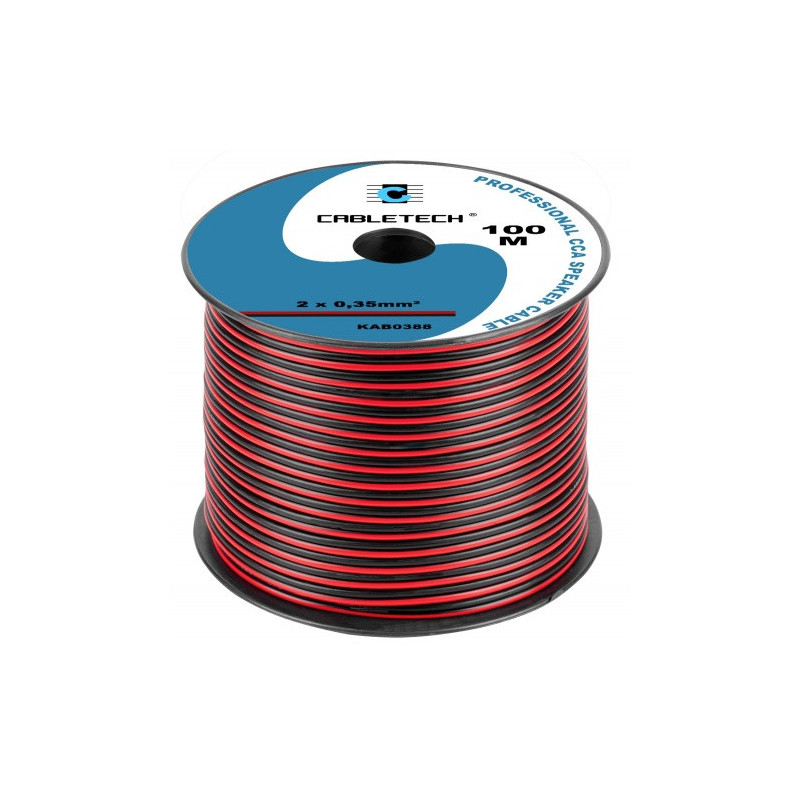 Akustinis kabelis 2x0,35 mm², CCA (variu plakiruotas aliuminis), 100 m ritė, kaina už 1 m