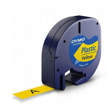 Dymo LetraTAG Juostelė 12mm x 4m juoda ant geltonos spalvos