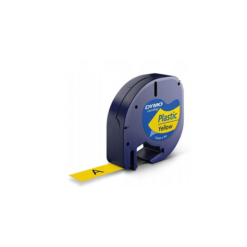 Dymo LetraTAG Juostelė 12mm x 4m juoda ant geltonos spalvos