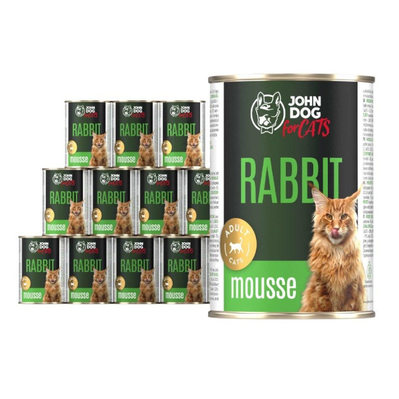 JOHN DOG Mousse Rabbit - wet cat food - 12 x 400g