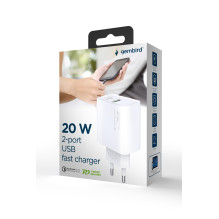 Įkroviklis USB UNIVERSAL QC3.0 / TA-UC-PDQC20-01-W GEMBIRD Įkroviklis USB UNIVERSAL QC3.0 / TA-UC-PDQC20-01-W GEMBIRD