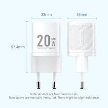 MOBILE CHARGER WALL 20W USB-C / 1P WHITE FEPW0-EU VENTION MOBILE CHARGER WALL 20W USB-C / 1P WHITE FEPW0-EU VENTION