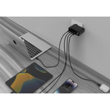 ĮKROVIKLIS USB 100W 4 PRIEVADŲ GAN / TA-UC-PDQC100LCD-01-BK GEMBIRD ĮKROVIKLIS USB 100W 4 PRIEVADŲ GAN / TA-UC-PDQC100LCD-01-BK GEMBIRD