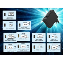 ĮKROVIKLIS USB 100W 4 PRIEVADŲ GAN / TA-UC-PDQC100LCD-01-BK GEMBIRD ĮKROVIKLIS USB 100W 4 PRIEVADŲ GAN / TA-UC-PDQC100LCD-01-BK GEMBIRD