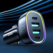 „Joyroom“ 70 W automobilinis įkroviklis su 4 prievadais: 2 x USB C, 2 x USB, juodas (JR-CL29)