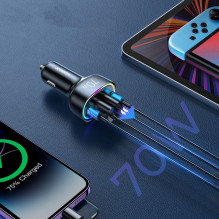 Joyroom Joyroom 70W car charger with 4 ports: 2 x USB C, 2 x USB black (JR-CL29)