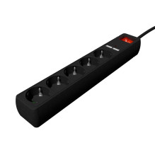 Gembird SPG5-U2-5-02 Power strip with USB charger, 5 sockets, 1.5 m, 2x USB, black
