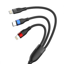 3mk Hyper Cable N-SERIES 3 in 1 USB-A / Lightning / Micro 1.2m 9V / 2A 18W - black