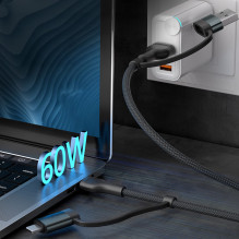 3mk Hyper Cable N-SERIES 2 in 2 USB-A / USB-C and USB-C / Lightning 1.2m QC 3.0 9V / 2A 60W - black