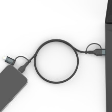 3mk Hyper Cable N-SERIES 2 in 2 USB-A / USB-C and USB-C / Lightning 1.2m QC 3.0 9V / 2A 60W - black